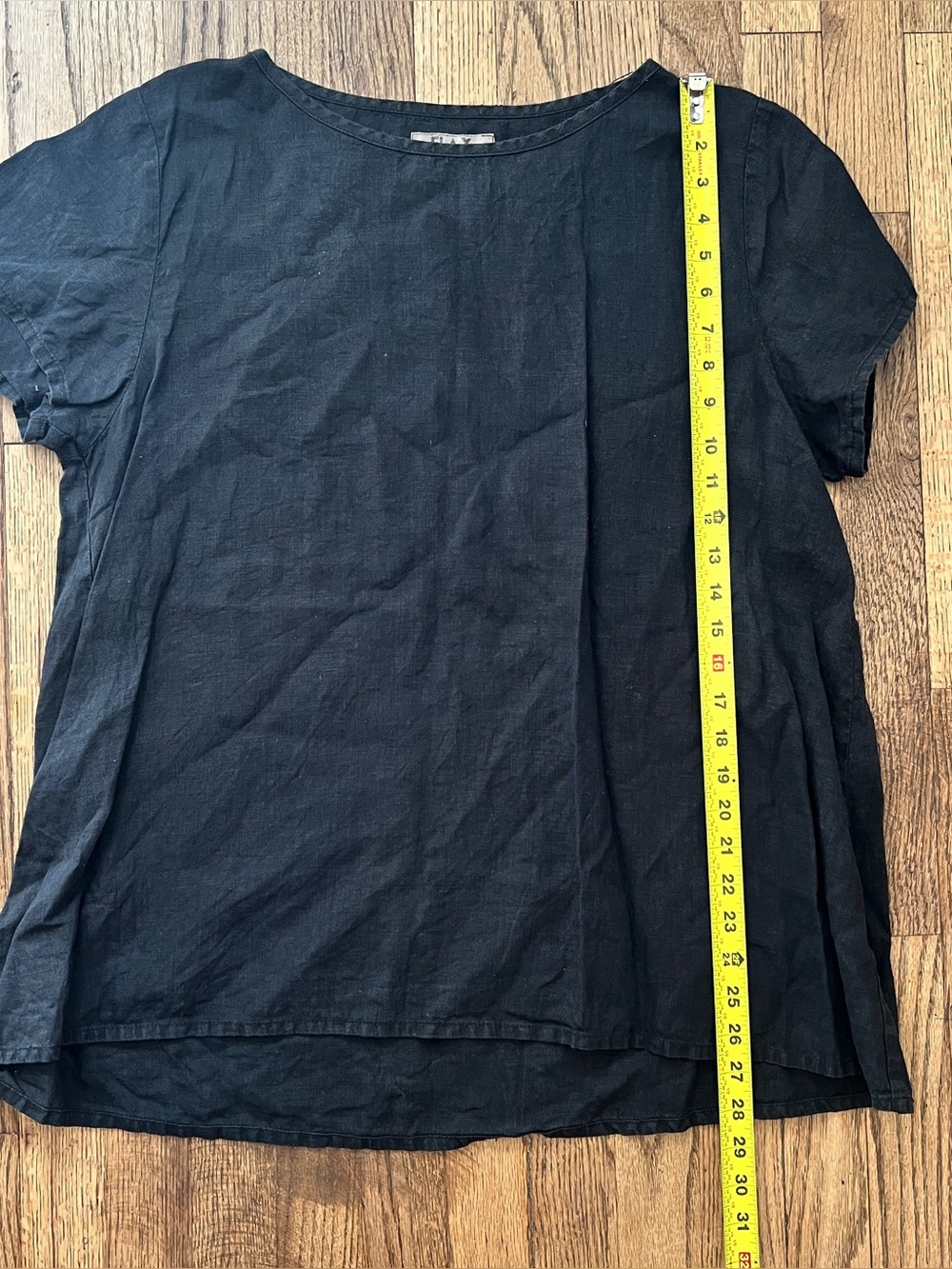 Flax linen black short sleeve shirt size medium. - Picture 6 of 7